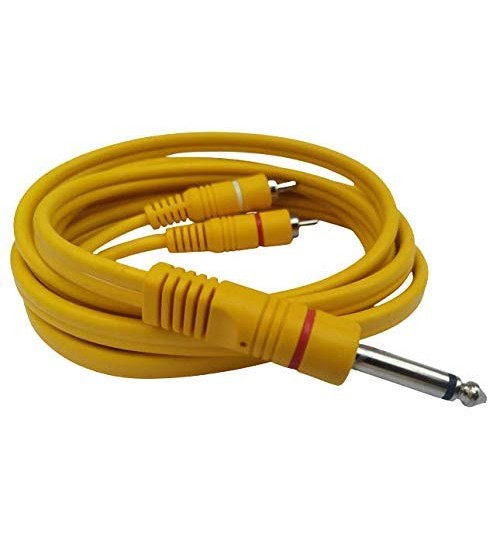 MOGRAB Mono jack 6.35mm Male/ P38 to 2 RCA male Yellow (1.8 Meter) MOGRAB Mono jack 6.35mm Male/ P38 to 2 RCA male Yellow (1.8 Meter)